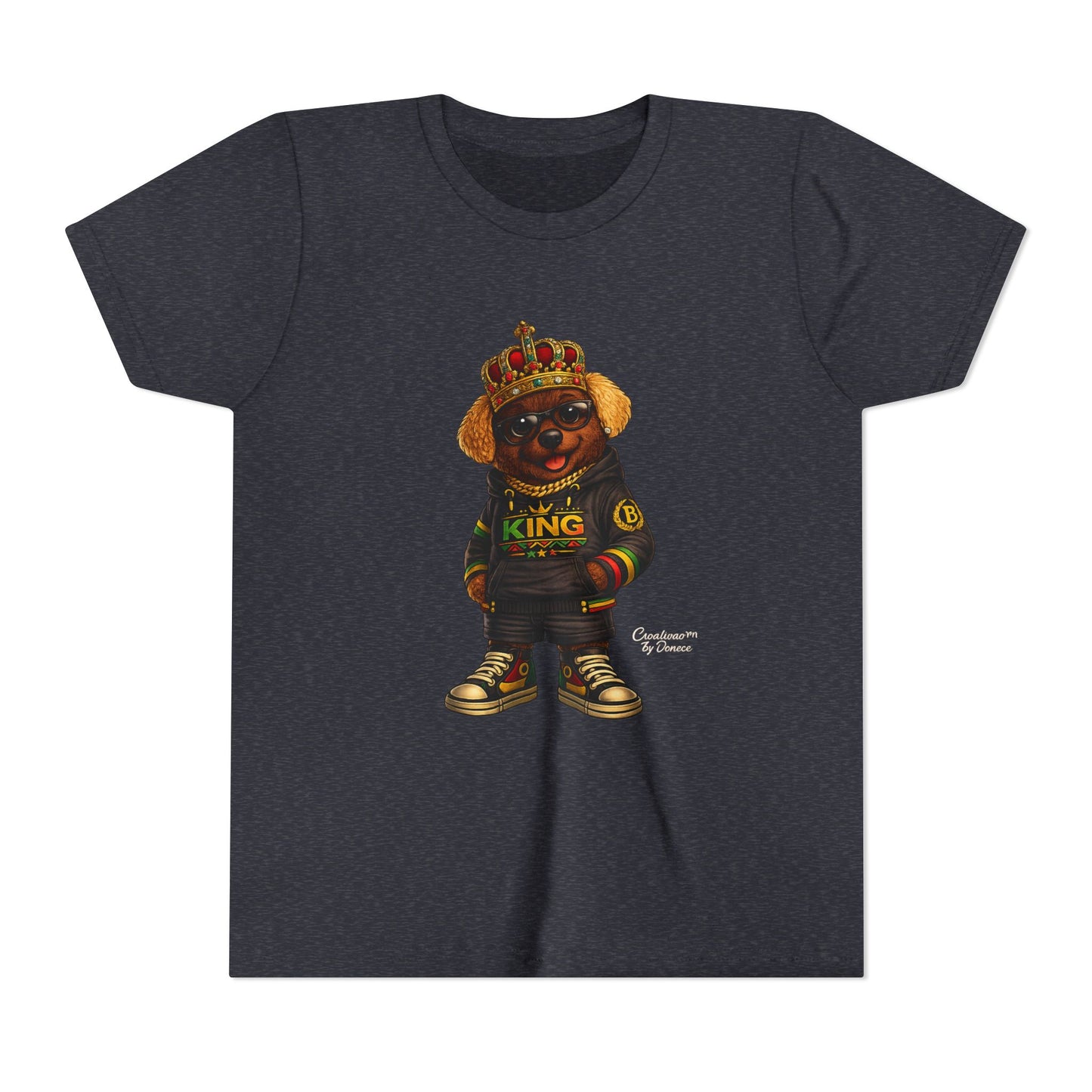 Youth Tee — 'Lil King' Crowned Bear Graphic Shirt