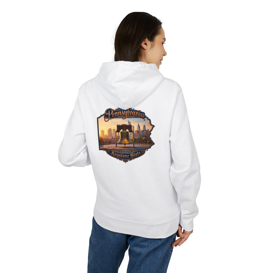 Pennsylvania Keystone State Hoodie — Liberty Bell Skyline Graphic