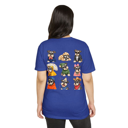 Schnauzer Crew Portrait T‑Shirt — Cute Dogs in Costumes Tee