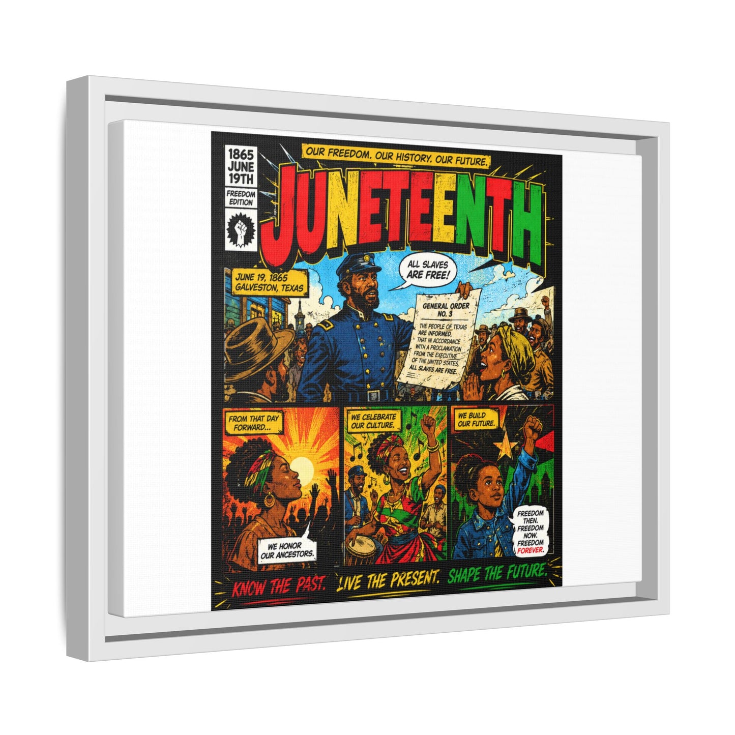 Juneteenth Comic Art Canvas - Framed Matte Wall Decor