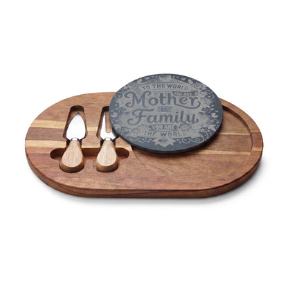 Engraved Charcuterie Board — "To the World You Are a Mother" Serving Set