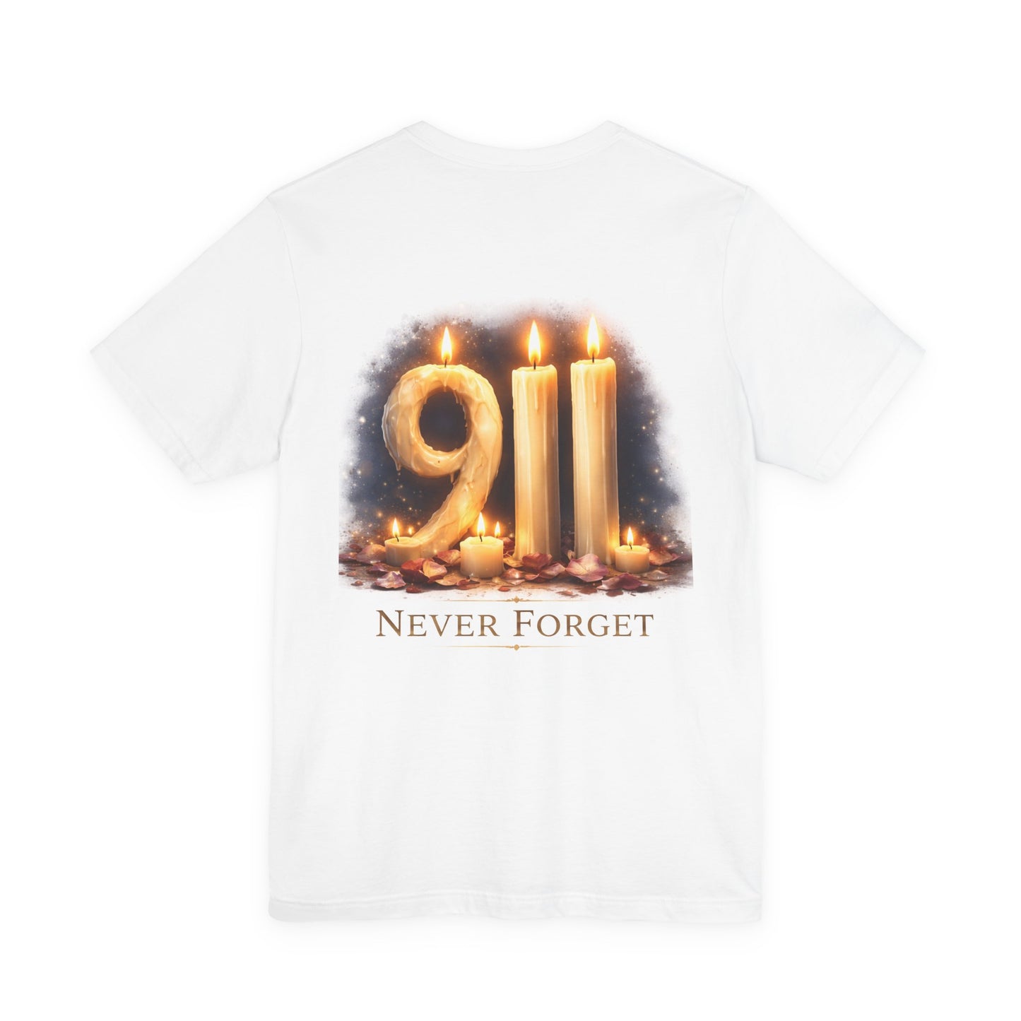 9/11 Never Forget T-Shirt – Memorial Candle Tribute Tee