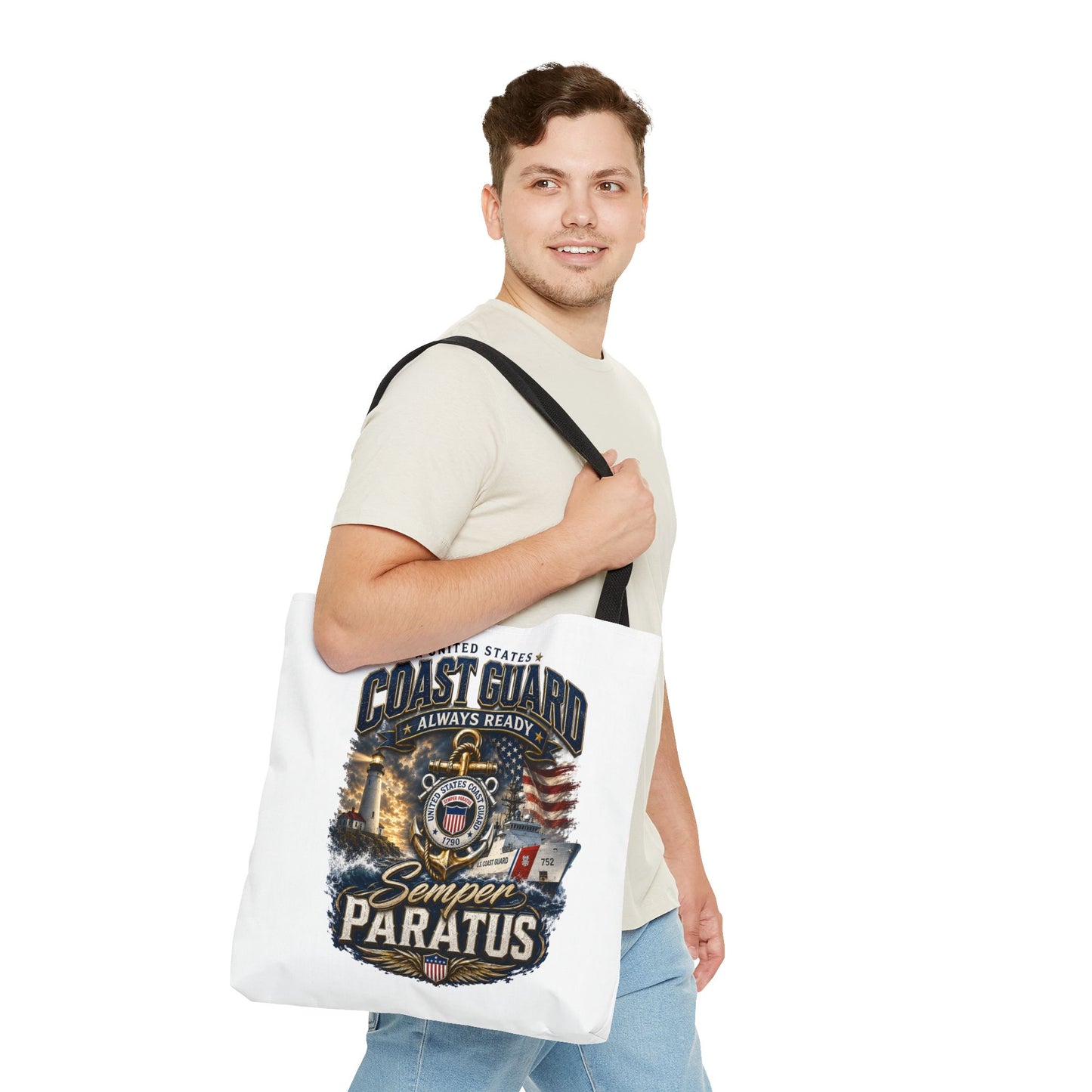 Coast Guard Semper Paratus Tote Bag – U.S. Coast Guard Patriotic Beach & Everyday Carry