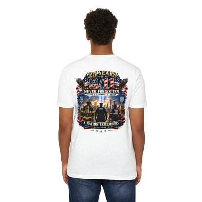 9/11 Never Forgotten T-Shirt — 25 Years Tribute Memorial Tee