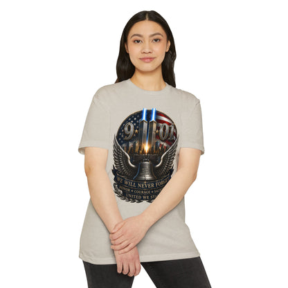 9/11 Never Forget Memorial T-Shirt — Twin Towers Tribute Tee