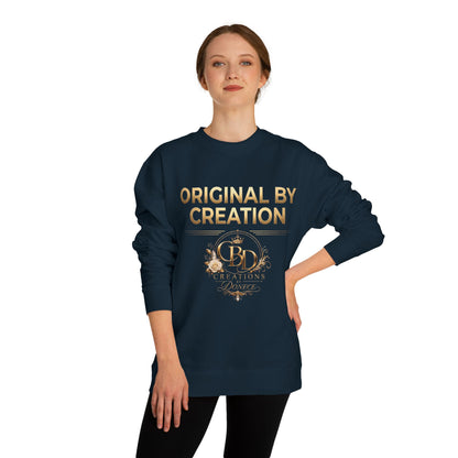 Original By Creation Crewneck Sweatshirt — Gold Emblem Inspirational Pullover