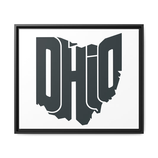 Ohio State Shape Matte Canvas Wall Art — Framed Modern State Typography Print