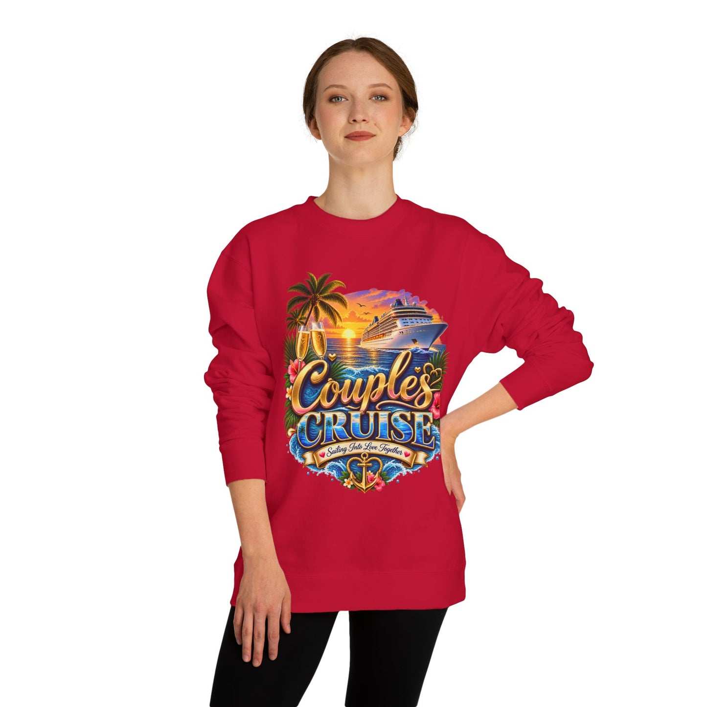Couples Cruise Sweatshirt — Tropical Sunset Cruise Graphic Crewneck