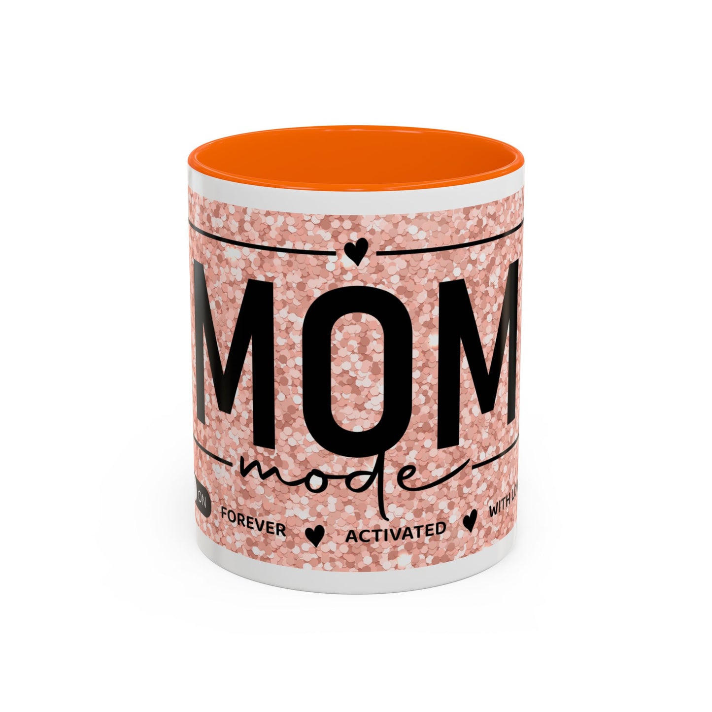 Mom Mode Glitter Accent Coffee Mug – 'Mom Mode' Rose Gold Sparkle (11/15oz)