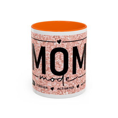 Mom Mode Glitter Accent Coffee Mug – 'Mom Mode' Rose Gold Sparkle (11/15oz)