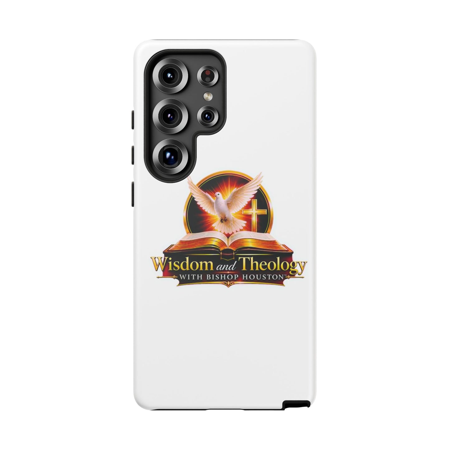Wisdom and Theology Phone Case — Christian Dove & Cross Protective Tough Case