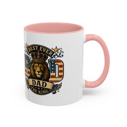 Best Ever Dad Coffee Mug — 'Dad the King' Lion Accent Mug (11/15oz)