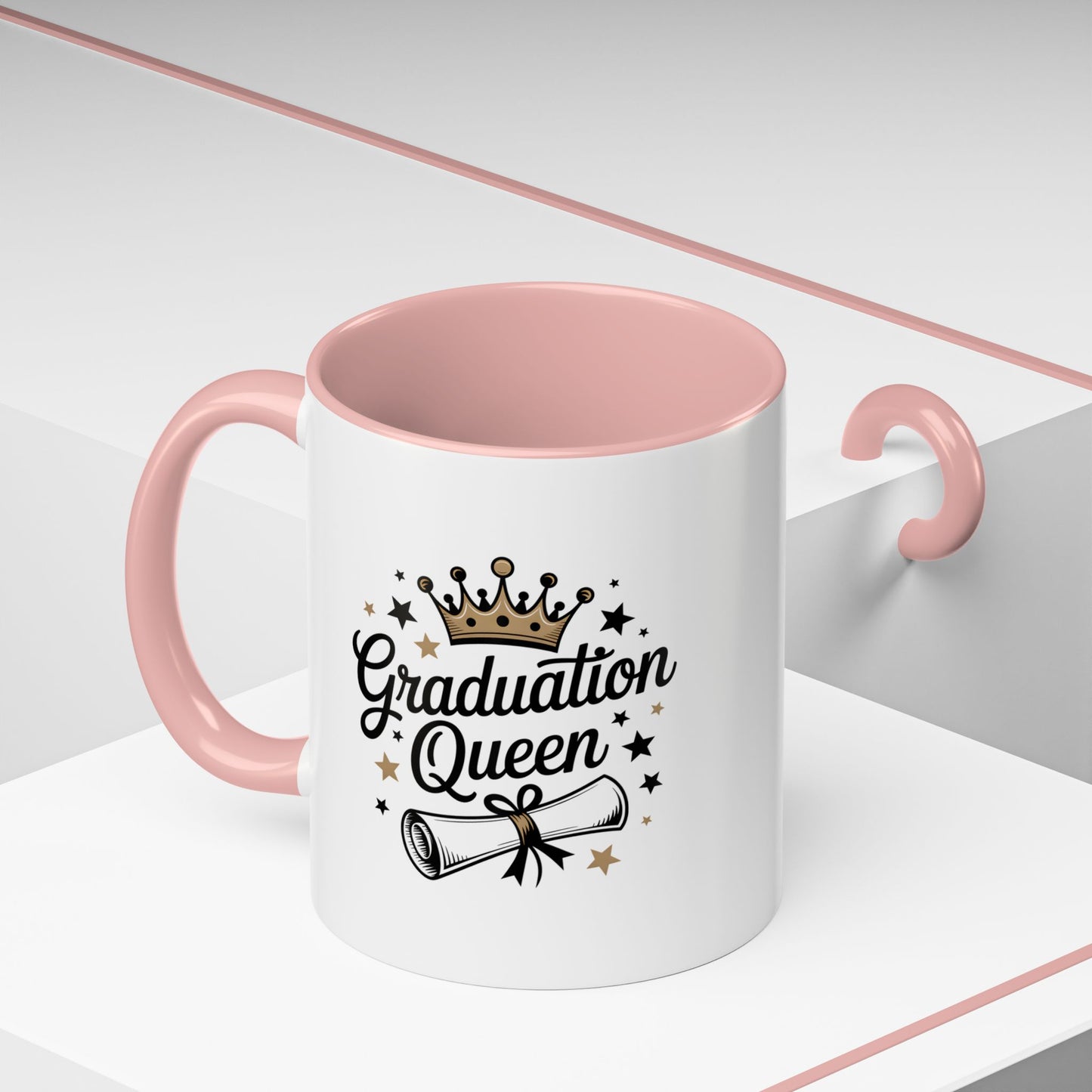 Graduation Queen Accent Coffee Mug — 11/15oz Ceramic Gift with Crown & Diploma Design