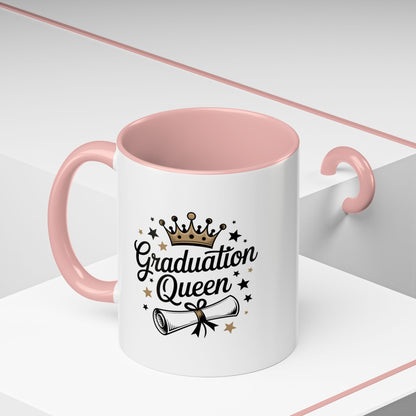 Graduation Queen Accent Coffee Mug — 11/15oz Ceramic Gift with Crown & Diploma Design