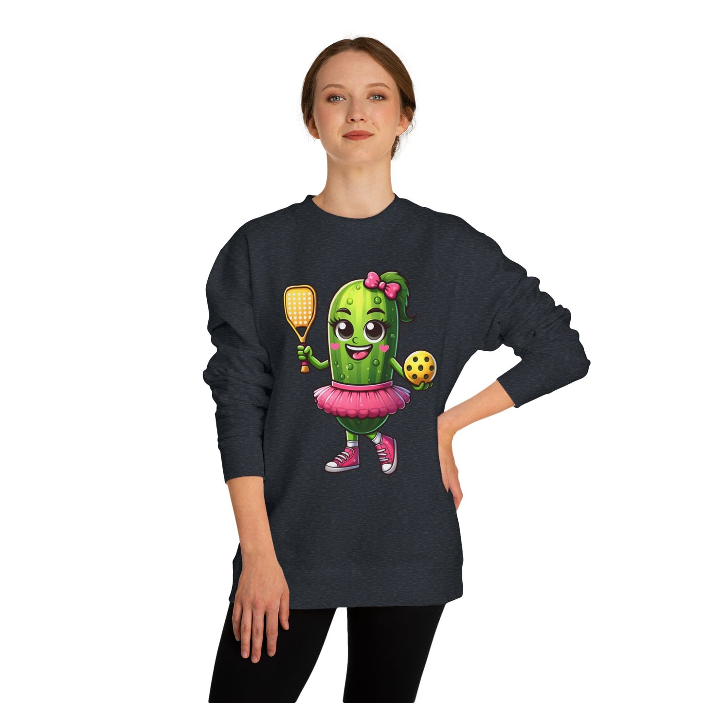 Pickle Paddle T-Shirt — Cute Pickle Playing Pickleball Crewneck