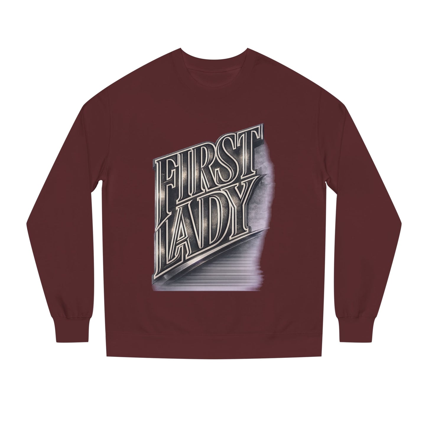First Lady Graphic Sweatshirt — Retro Metallic Typography Crewneck