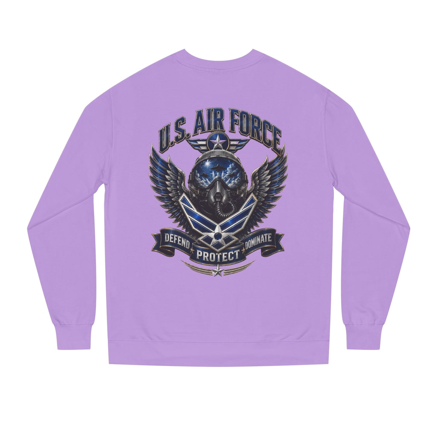 U.S. Air Force Skull Crewneck Sweatshirt — Defend Protect Dominate Tactical Pullover