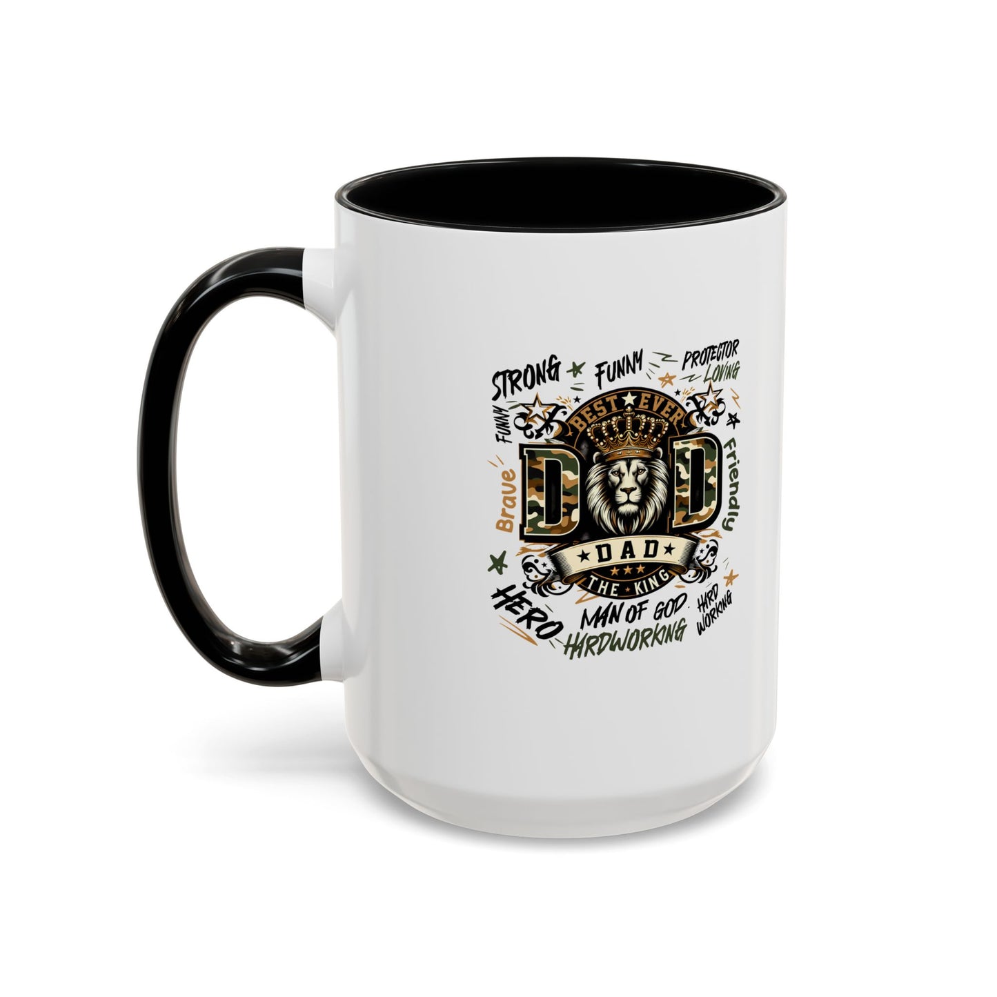 Dad King Lion Coffee Mug — 'Dad: The King' Accent 11/15oz Gift