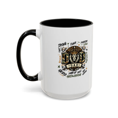 Dad King Lion Coffee Mug — 'Dad: The King' Accent 11/15oz Gift