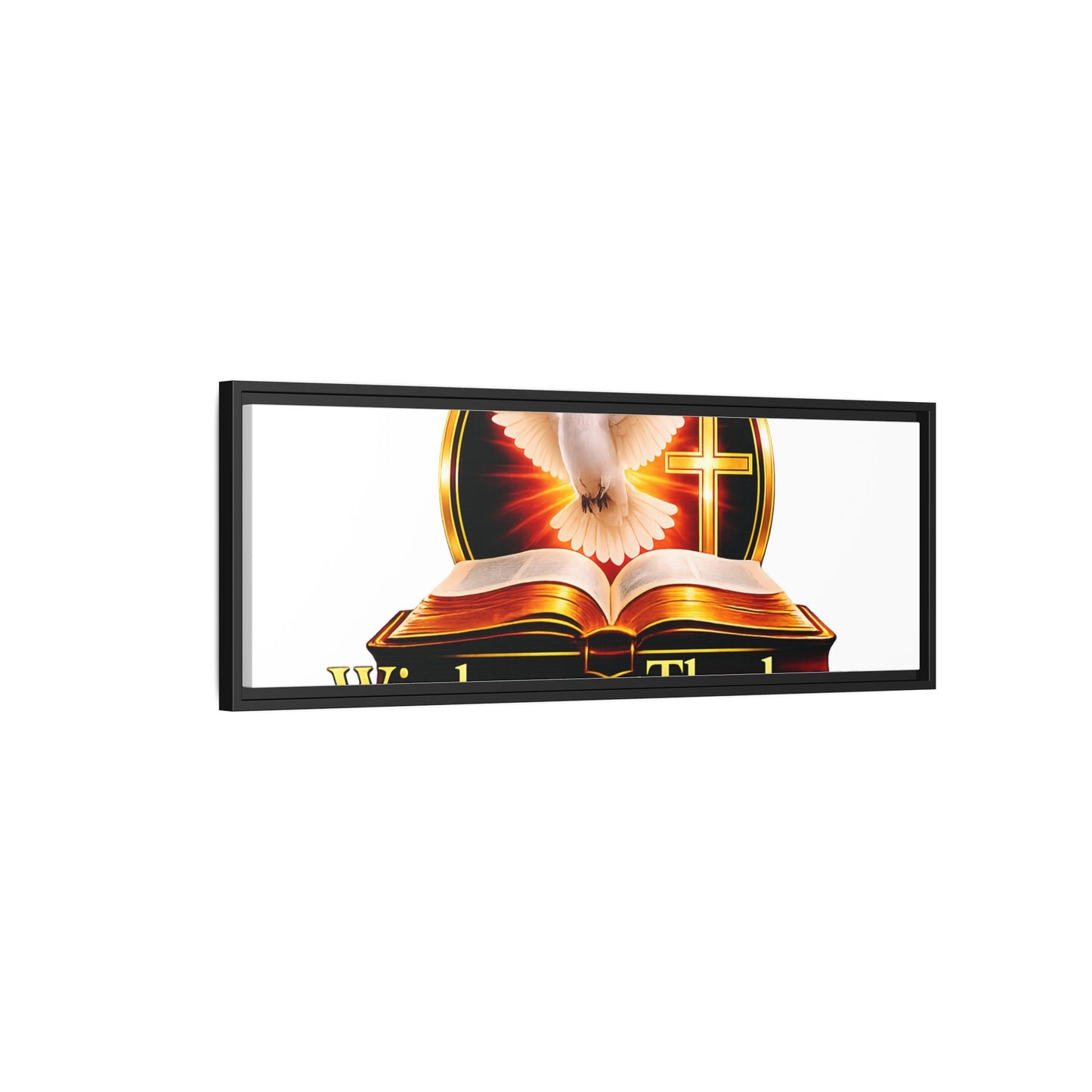 Framed Canvas Print — "Wisdom and Theology" Dove & Bible Wall Art