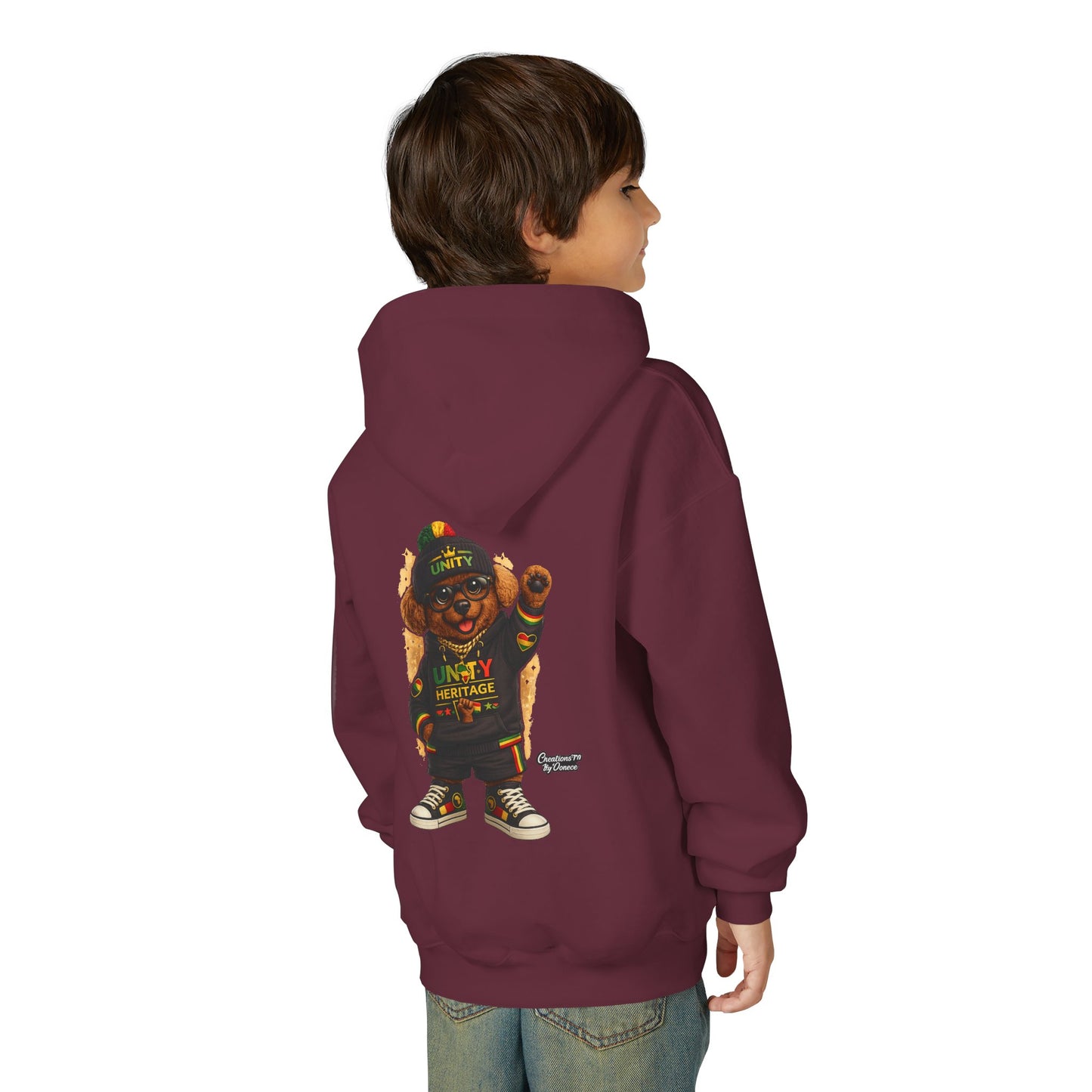 Youth Hoodie — Cool Rasta Bear Graphic Kids Sweatshirt