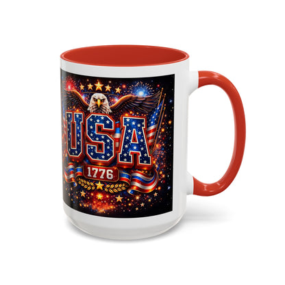 USA Eagle Coffee Mug – Patriotic 1776 Accent Mug (11/15oz)