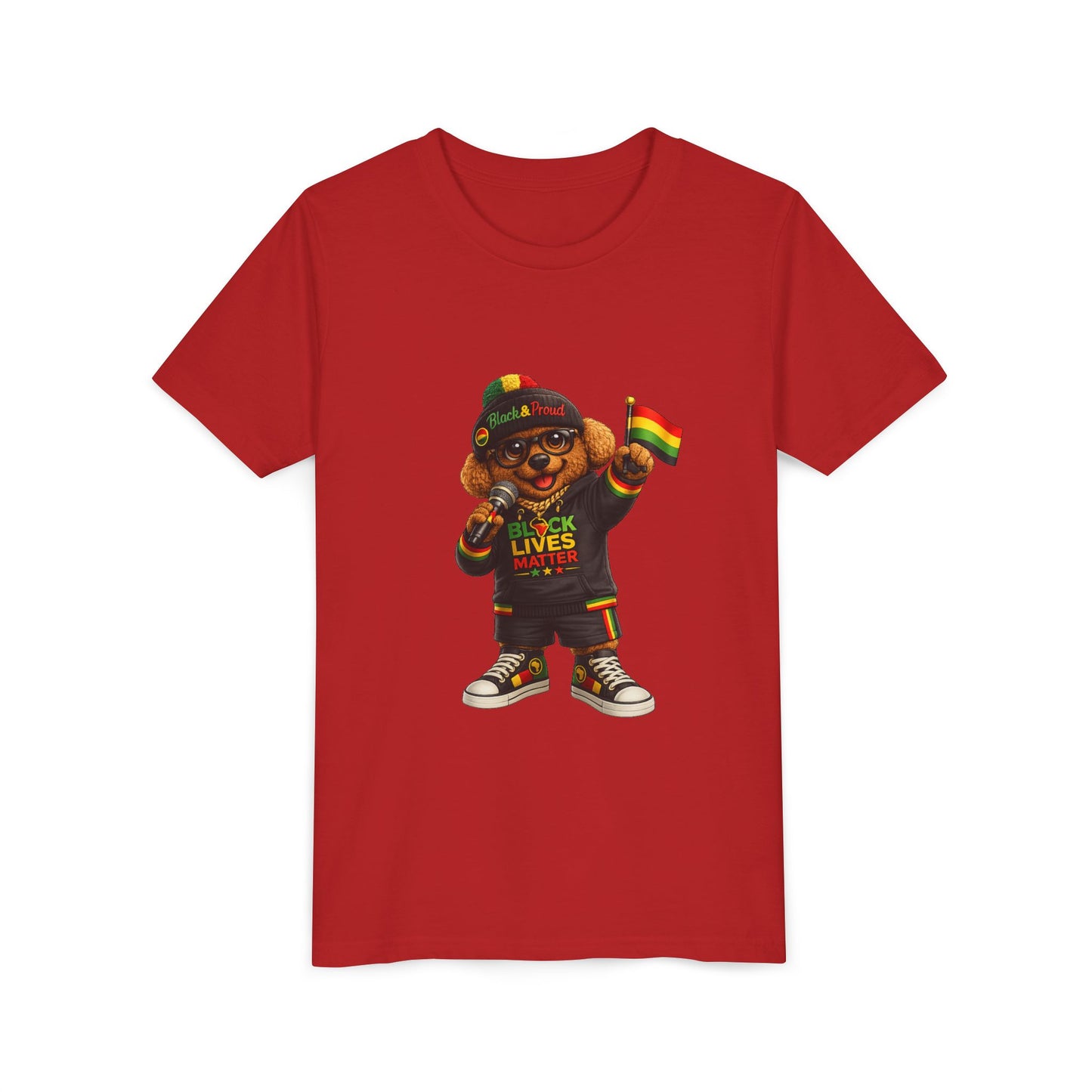 Youth Tee — Kid Bear Black Lives Matter Rasta Flag Shirt
