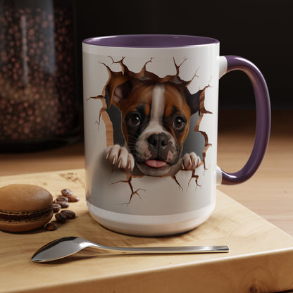 Boxer Puppy Peeking Coffee Mug — Cute Dog 11/15oz Accent Mug