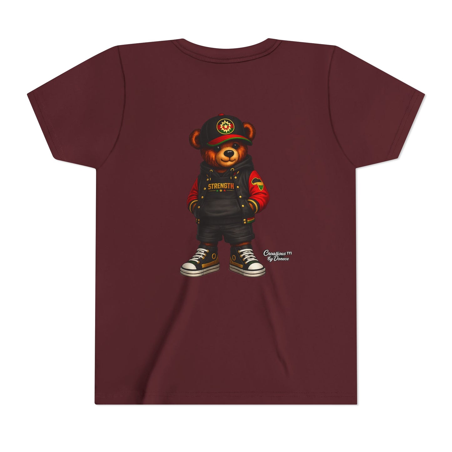 Kids Teddy Bear Streetwear Tee — 'Strength' Graphic Youth T-Shirt