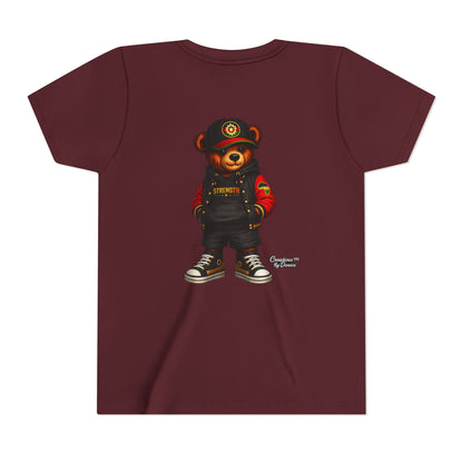 Kids Teddy Bear Streetwear Tee — 'Strength' Graphic Youth T-Shirt