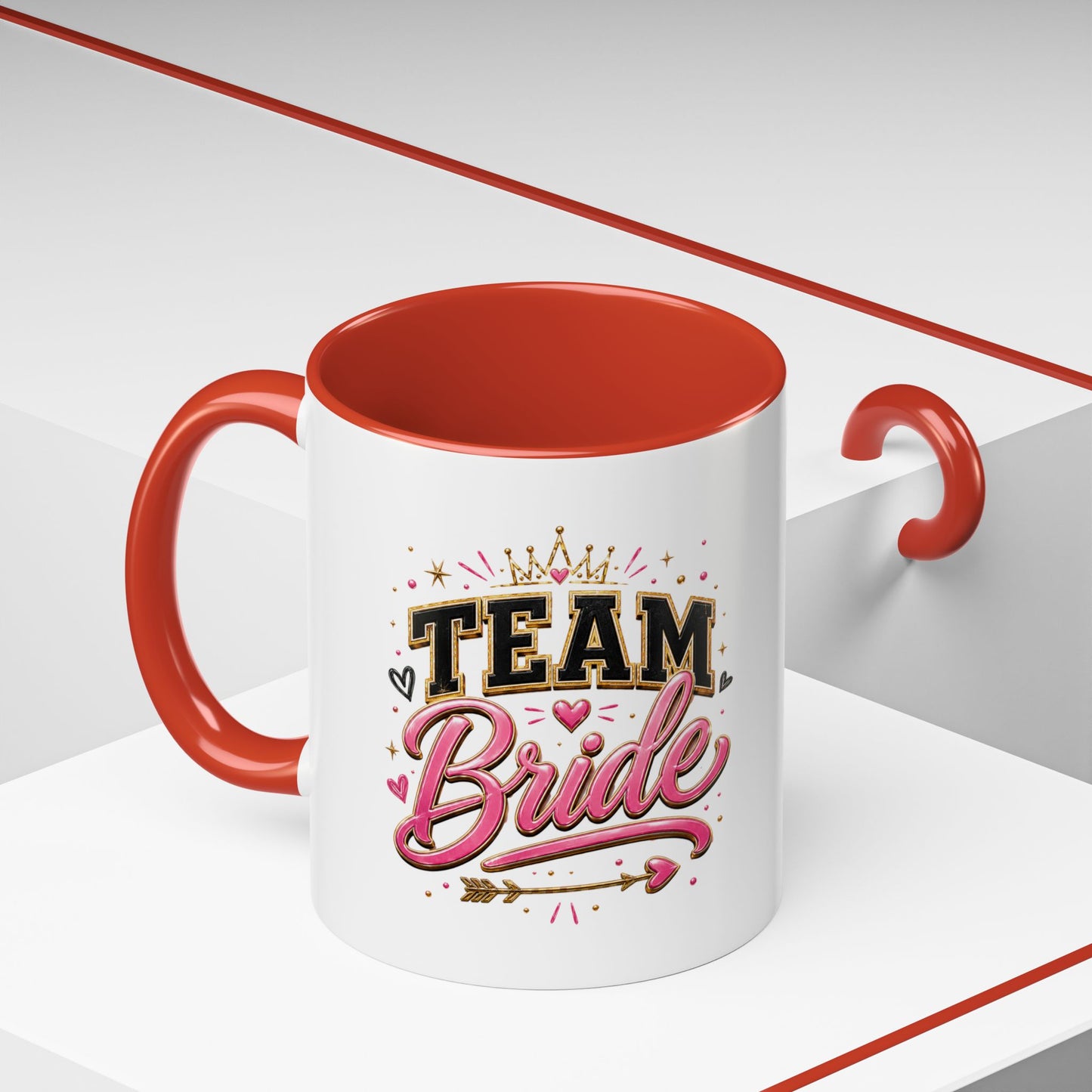 Team Bride Accent Coffee Mug — Pink & Gold Bachelorette Bridal Shower Gift (11/15 oz)