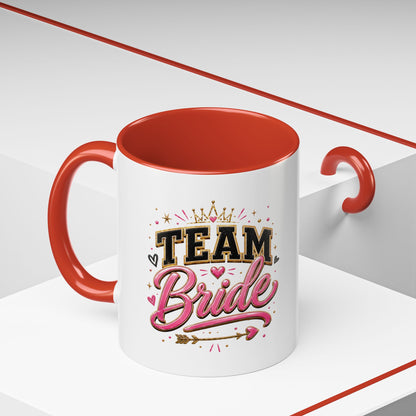 Team Bride Accent Coffee Mug — Pink & Gold Bachelorette Bridal Shower Gift (11/15 oz)