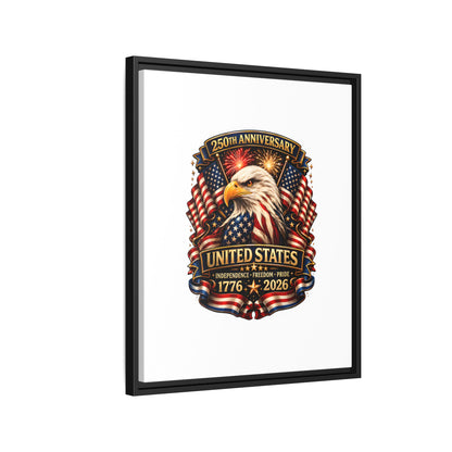 Patriotic Eagle 250th Anniversary Framed Canvas Print — United States 1776–2026