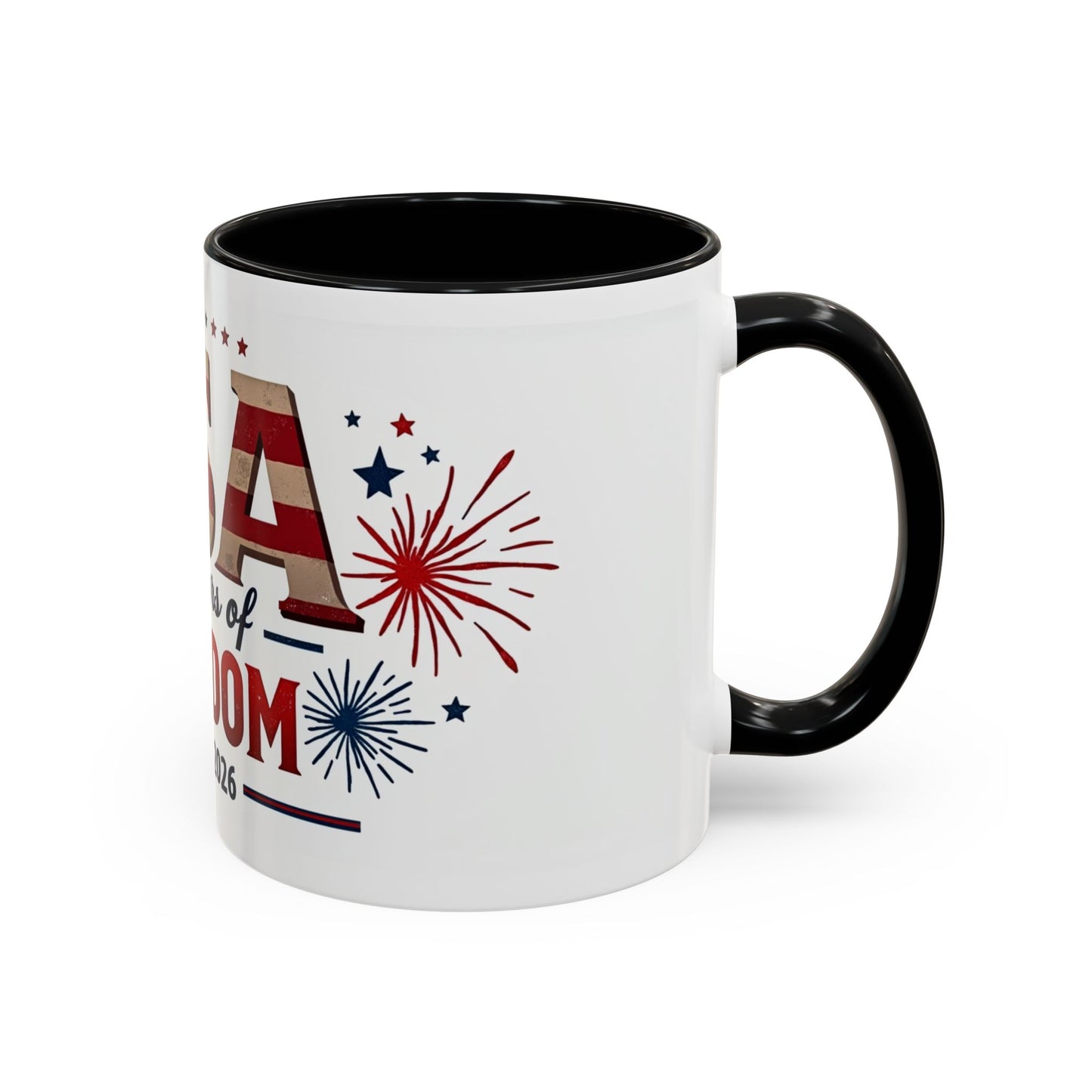 USA 250 Years of Freedom Accent Coffee Mug – 1776–2026 Patriotic Fourth of July Gift