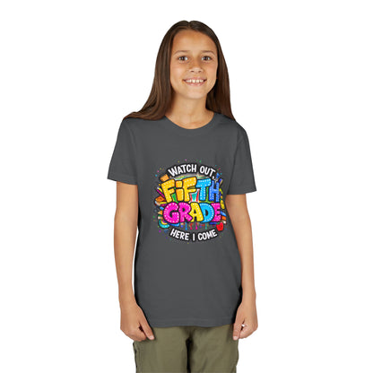 Fifth Grade T‑Shirt for Kids - "Watch Out Fifth Grade Here I Come" Back-to-School Tee