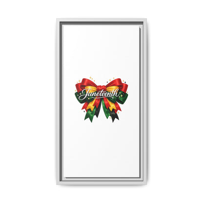 Juneteenth Framed Canvas Print – Festive Red, Green & Gold Ribbon Wall Art