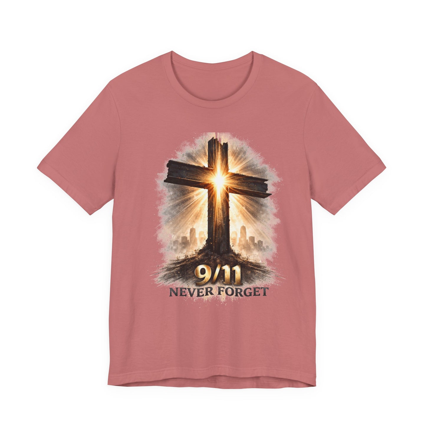9/11 Never Forget T‑Shirt - Cross Memorial Tee