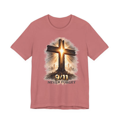 9/11 Never Forget T‑Shirt - Cross Memorial Tee