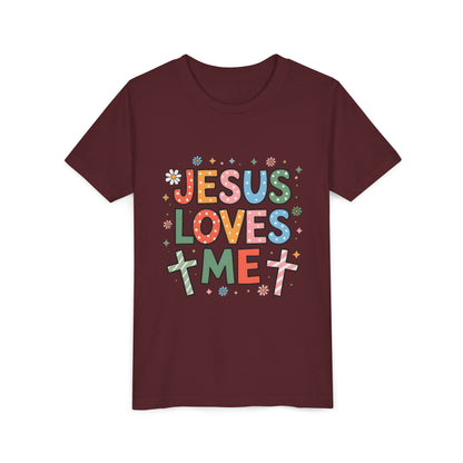 Youth Tee — "Jesus Loves Me" Colorful Christian Kids T-Shirt