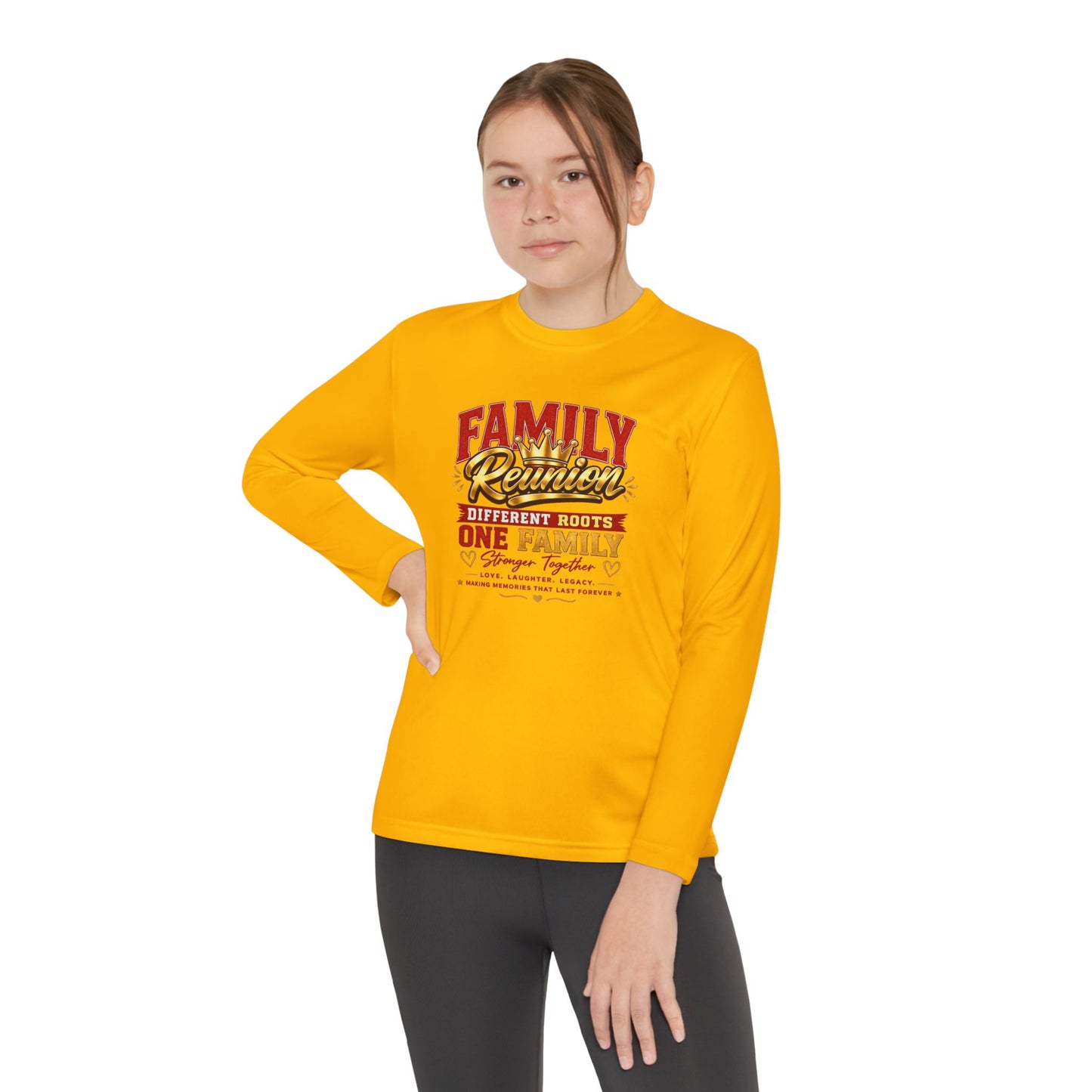 Family Reunion Long Sleeve Tee — "Different Roots One Family" Youth Shirt