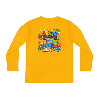 PRE-K Kids Long Sleeve Tee — Back-to-School Preschool Shirt ("Ready to Learn, Grow & Shine")