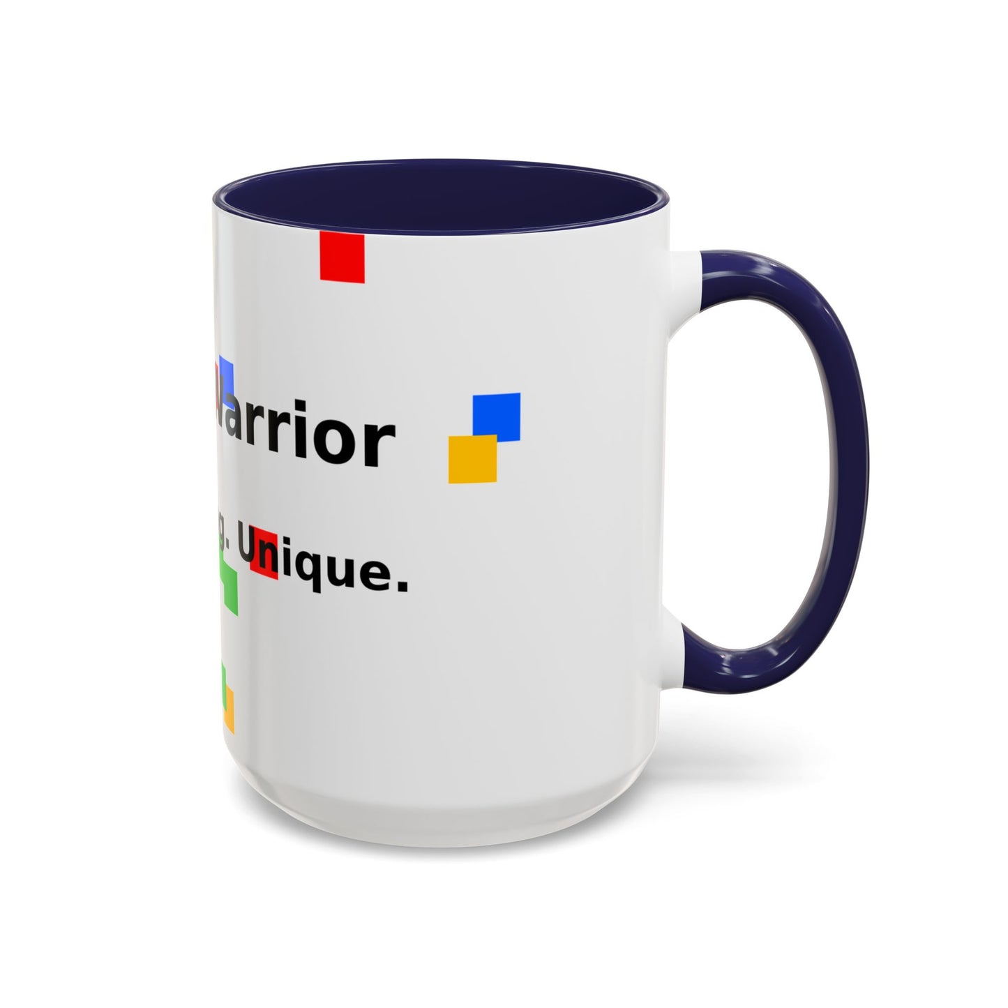 Autism Warrior Accent Coffee Mug – Bold Puzzle Pieces, Proud. Strong. Unique. (11/15oz)