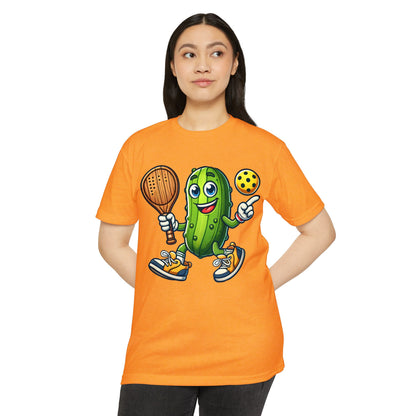 Pickle Pickleball T-Shirt – Cute Pickle Playing Pickleball Graphic Tee