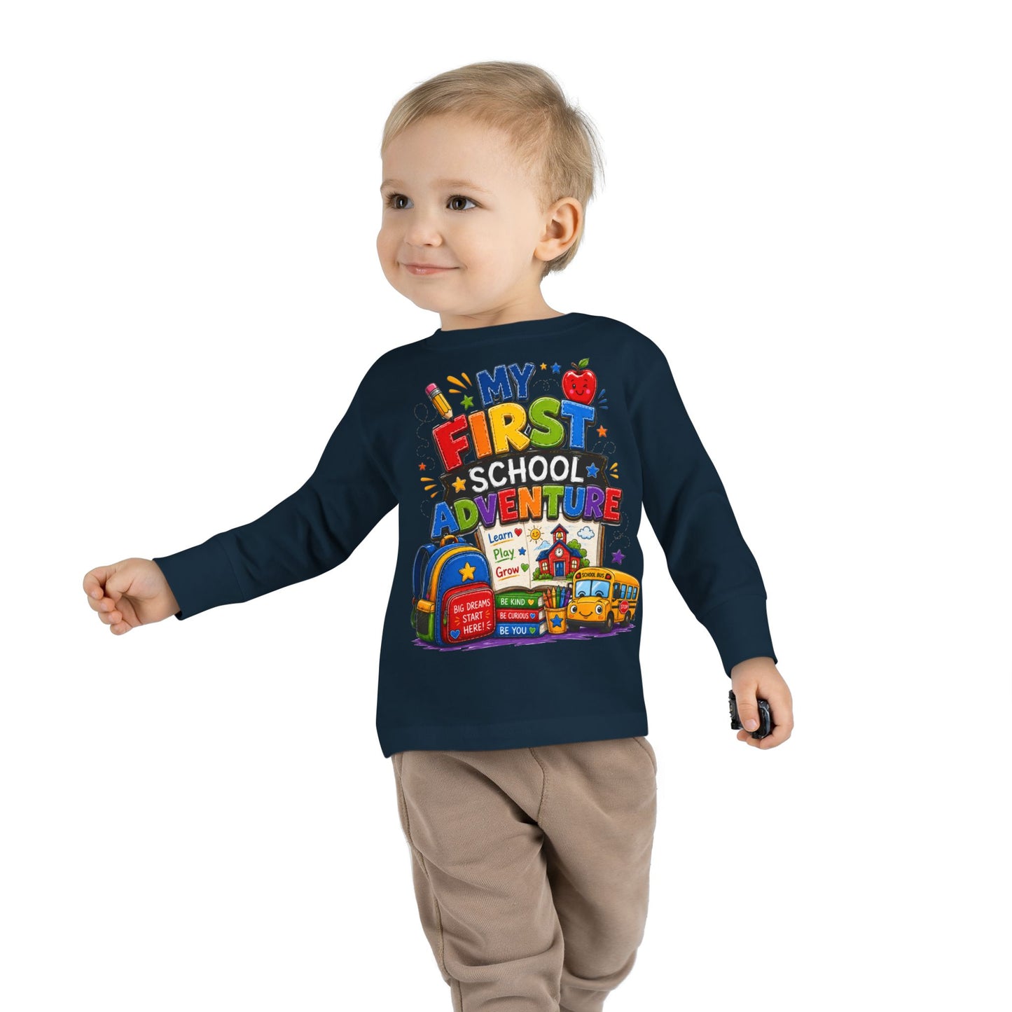 My First School Adventure Toddler Long Sleeve Tee