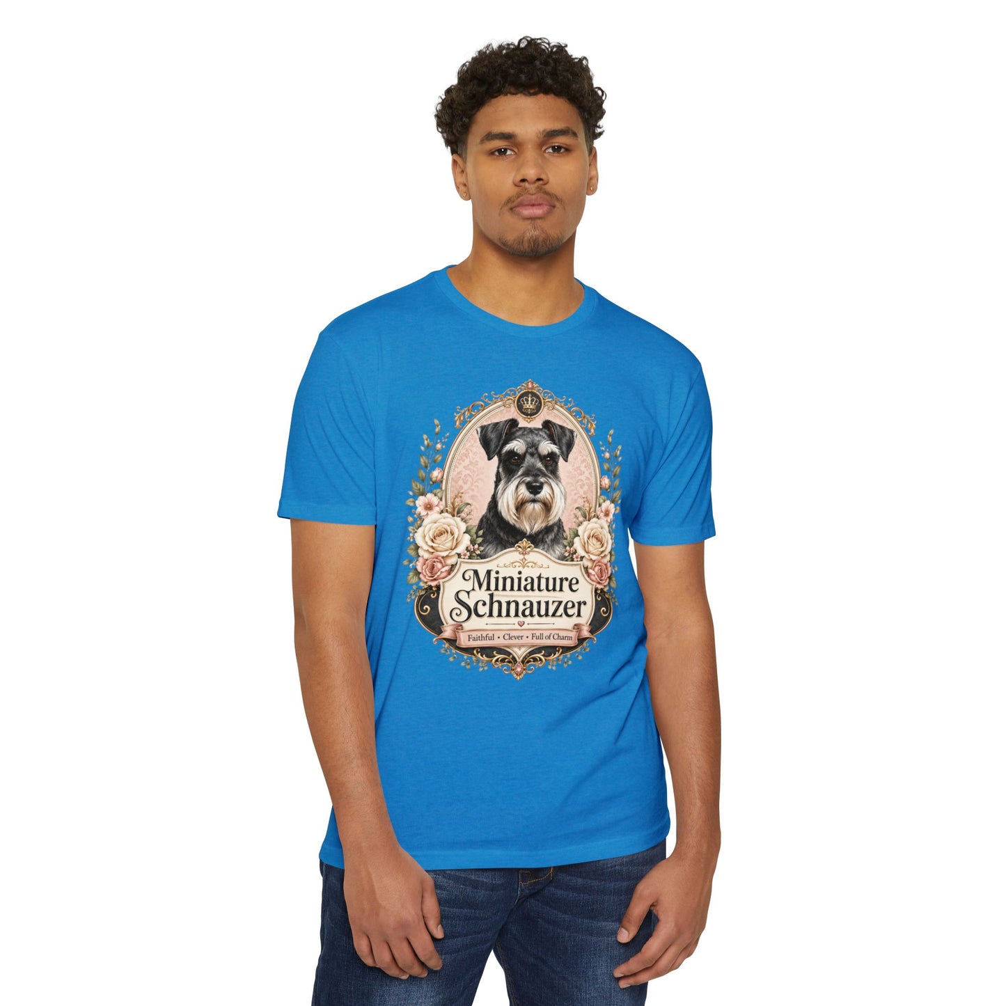 Miniature Schnauzer Floral Portrait T-Shirt