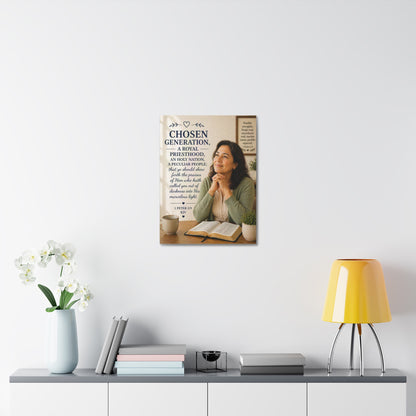 Chosen Generation Canvas Wall Art — 1 Peter 2:9 Inspirational Bible Verse Stretched Canvas