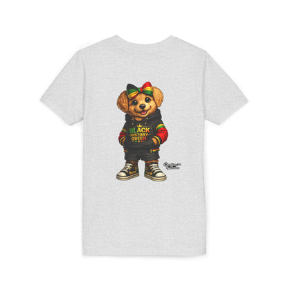 Youth Tee — Black History Queen Bear Graphic T-Shirt
