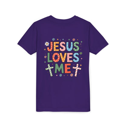 Youth Tee — "Jesus Loves Me" Colorful Christian Kids T-Shirt