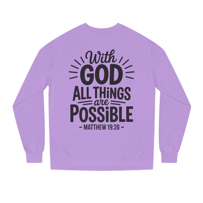 With God All Things Are Possible Sweatshirt — Matthew 19:26 Inspirational Crewneck