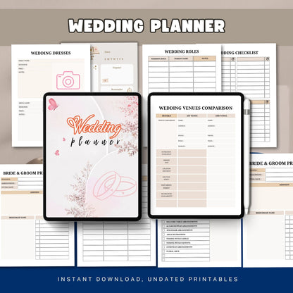 Wedding Planner Printable | Bridal Planner | Wedding Organizer | Wedding Checklist | Budget & Timeline Planner PDF